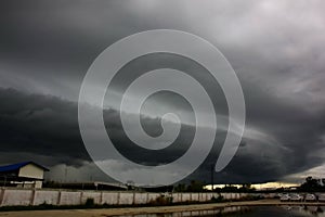 Arcus cloud or shelf cloud before rain storm photo