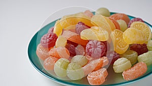 Ðard fruit candies. Close Up hard sucking colorful fruit candies