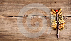 Ð¡ard with natural decorations on wooden background