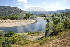 Arda River meander near town of Madzharovo, Bulgaria