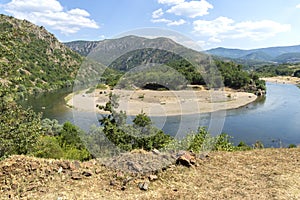 Arda River meander near town of Madzharovo, Bulgaria