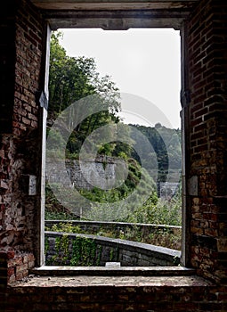 Ruin railway station Station ChÃÂ¢teau Royal d`Ardenne, Houyet, Belgium photo