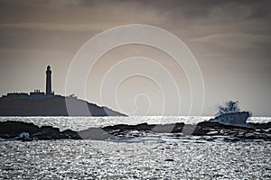 Ardnamurchan Lighthouse with waves crashing