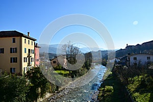 The Ardo stream passes through Belluno, a splendid summer day