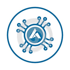 Ardor, bitcoin icon. Blue vector sketch. photo