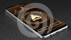 Ardor cryptocurrency symbol on mobile app screen. 3D illustration photo