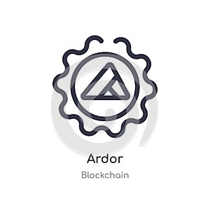 ardor outline icon. isolated line vector illustration from blockchain collection. editable thin stroke ardor icon on white