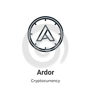 Ardor outline vector icon. Thin line black ardor icon, flat vector simple element illustration from editable cryptocurrency