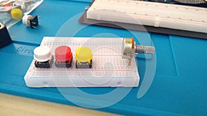 Arduino Breadboard Buttons Closeup photo