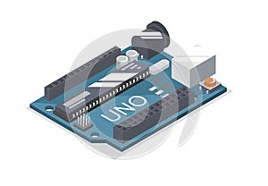 Arduino Uno board isometric simple designed photo