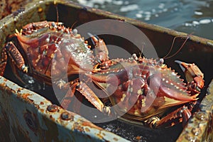 Arduous Bering sea fishing crabs. Generate Ai photo