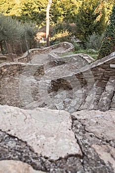 Arduous Winding Old stone Stairs In Vicopisano, Italy photo