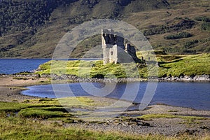 Ardvreck Castle on Loch Assynt, Highlands, Scotland, United Kingdom