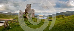 Ardvreck Castle surrounded by water, near Lairg, Scotland