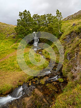 Ardvreck Castle Waterfall, Loch Assynt in Sutherland, Scotland