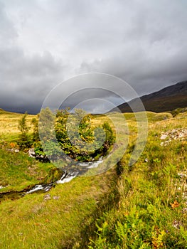 Ardvreck Castle Waterfall, Loch Assynt in Sutherland, Scotland