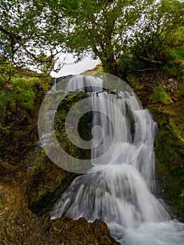 Ardvreck Castle Waterfall, Loch Assynt in Sutherland, Scotland