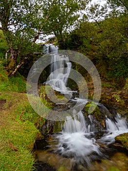 Ardvreck Castle Waterfall, Loch Assynt in Sutherland, Scotland