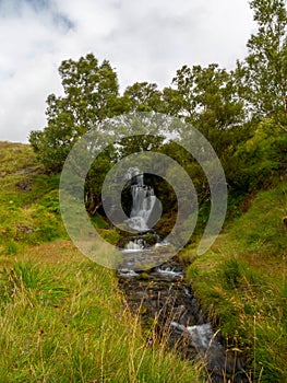 Ardvreck Castle Waterfall, Loch Assynt in Sutherland, Scotland