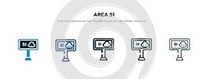 Area 51 icon in different style vector illustration. two colored and black area 51 vector icons designed in filled, outline, line