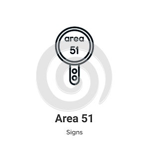 Area 51 outline vector icon. Thin line black area 51 icon, flat vector simple element illustration from editable signs concept