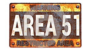 Area 51 rusty sign isolated on white