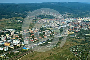 Area of Bratislava in Slovakia seen from a small plane 12.9.2020