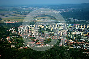 Area of Bratislava in Slovakia seen from a small plane 12.9.2020