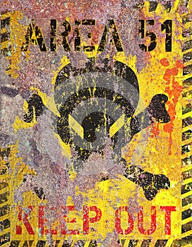 Area fifty one, area 51 sign. Grungy warning sign, vector