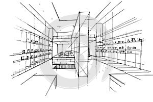 Area of general merchandise stores sketch drawing,Modern design,vector,2d illustration