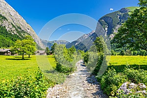 The area Great Ahornboden in the Risstal valley near the Eng Alm in Austria