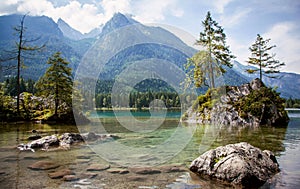 The area of Hintersee Lake in the Bavarian Alps