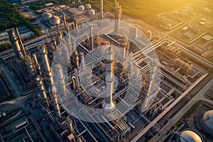 From area of industry factory zone, oil is stored in an oil refinery plant petrochemical