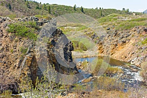 An area mined for gold at otter creek near atlin, bc