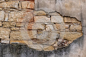 An area of old stone and interestingly colored old plaster