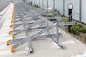 Parking bicycles in front of the apartment