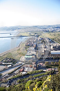 Area and remains of a disused famous steel mill, Naples, Italy.