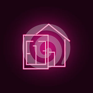 Area square and house neon icon. Elements of Real Estate set. Simple icon for websites, web design, mobile app, info graphics