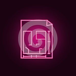 Area square house neon icon. Elements of Real Estate set. Simple icon for websites, web design, mobile app, info graphics