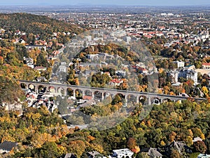 areal view of baden bei wien in fall photo