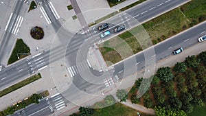 Areal view of a bustling intersection in the heart of a bustling city photo