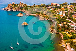 Areal view of Cefalu, Italy.