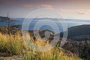 Areal view on coastline near Orebic, Croatia photo