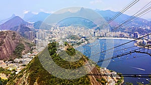 Areal view of a famous Copa Cabana beach in Brazil, Rio de Janeiro. Travel