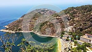 Areal view of a famous Copa Cabana beach in Brazil, Rio de Janeiro. Travel