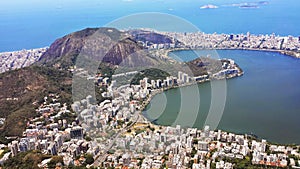 Areal view of a famous Copa Cabana beach in Brazil, Rio de Janeiro. Travel