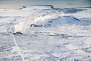 Areal view of Icelandic landscape from the plane. Europe photo