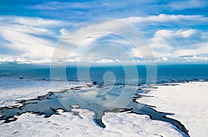 Areal view of Icelandic landscape from the plane. Europe photo