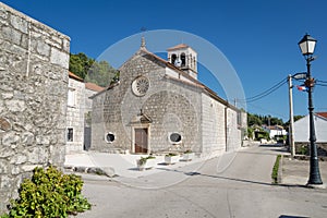 The areal view on Smokvica town on Korcula island areal view, Croatia photo