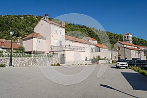 The areal view on Smokvica town on Korcula island areal view, Croatia photo